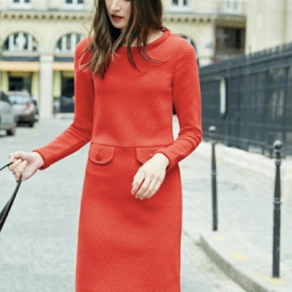 boden red dress with sleeves